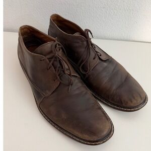 John Varvatos Brown Leather Chukka Boots Mens Lace Up Made in Italy F337E3 Sz 10